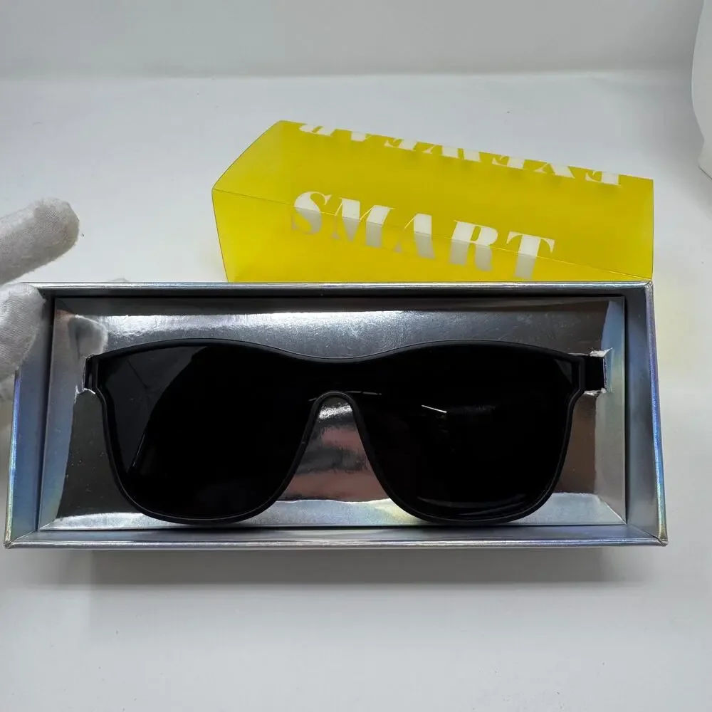Smart Glasses for Men and Women with Speaker/Bluetooth Sunglasses Shiny Silver
